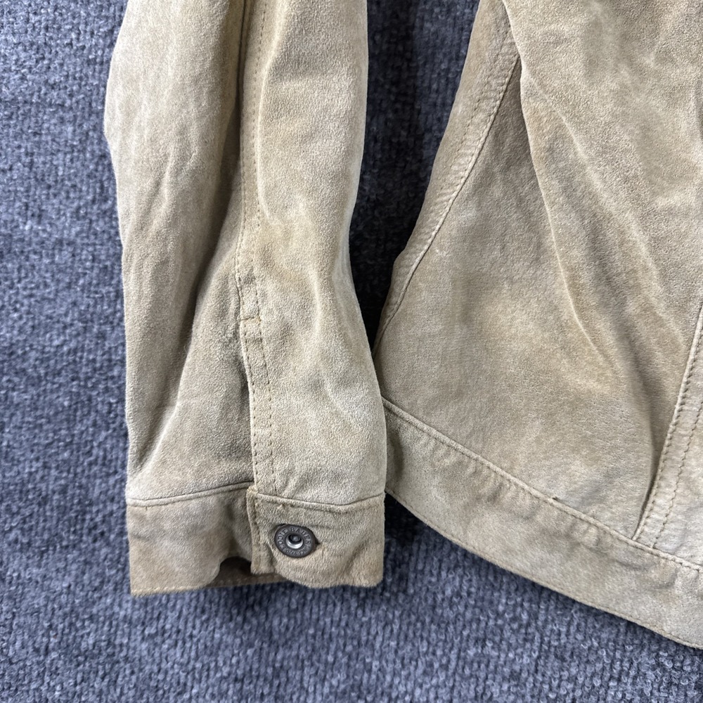 Eddie Bauer Seattle Suede Brown Genuine Leather Jacket Washable Women Medium Tan - Picture 2 of 11
